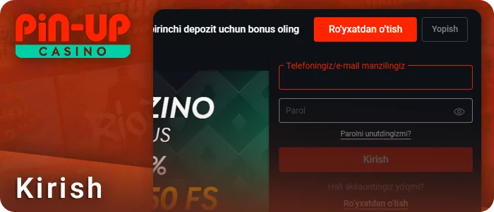 PIN Up onlayn kazinosiga kiring